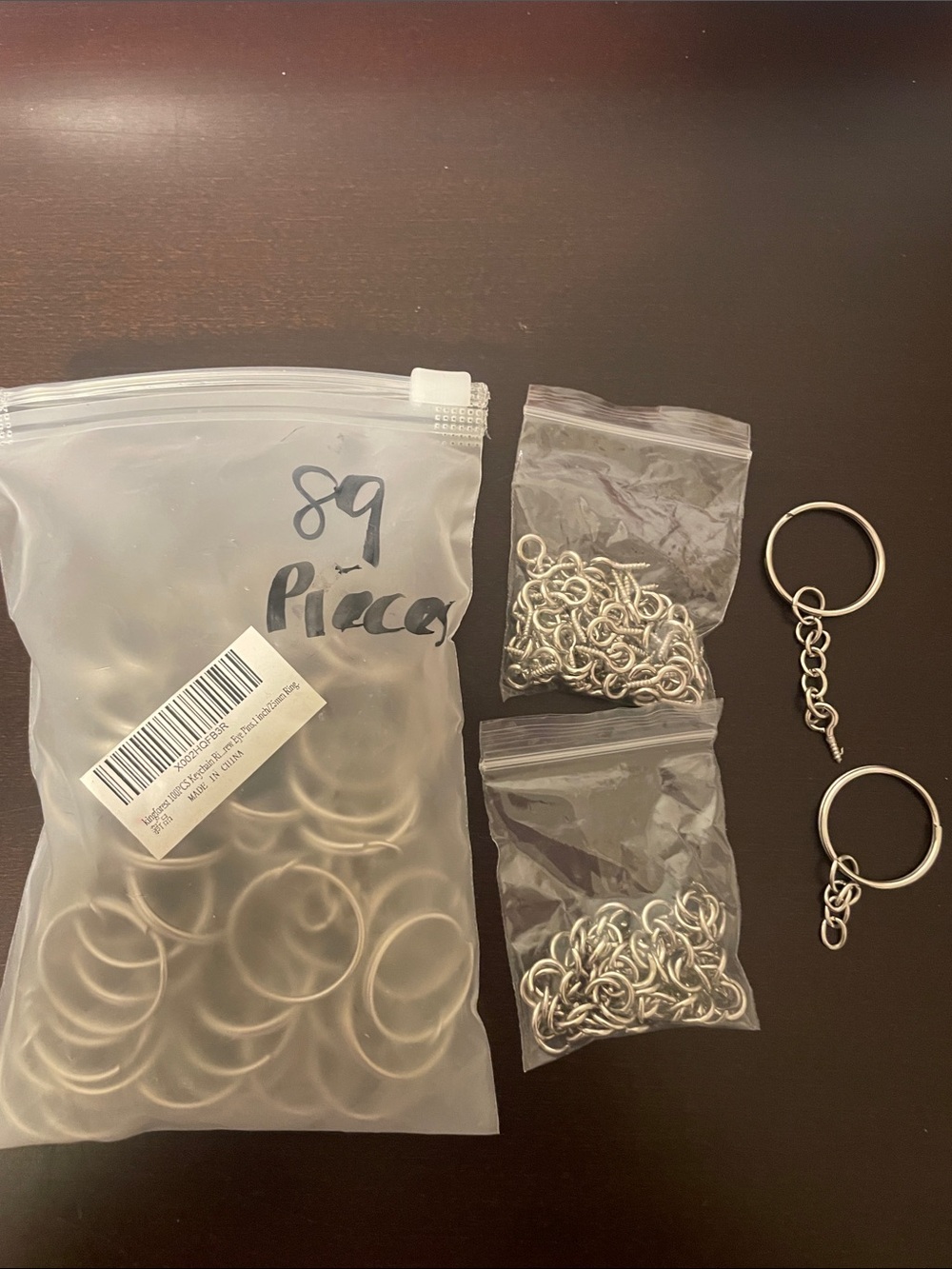 Silver Key Ring Split Rings and Chain Links Set - 89 Pieces